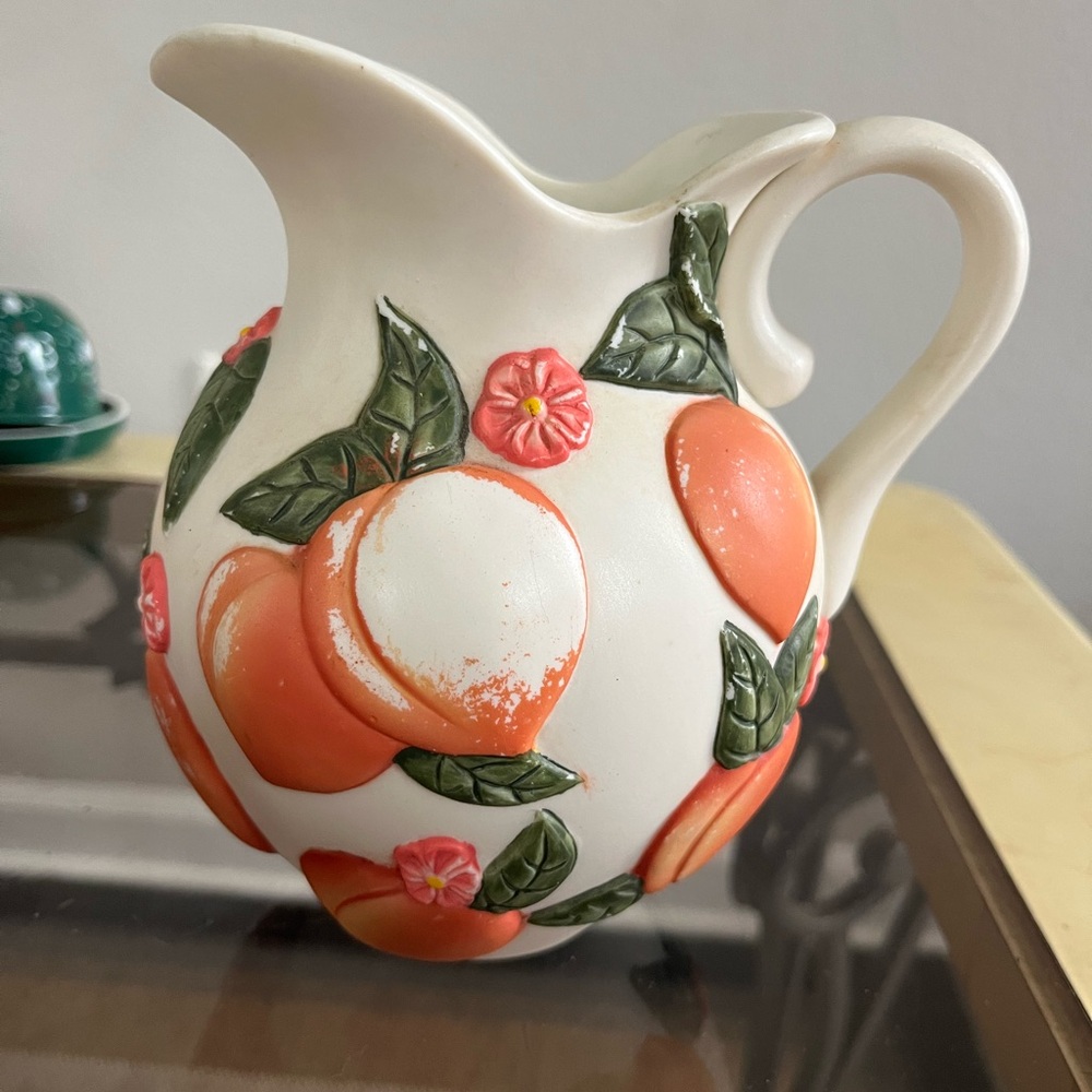 Floral Peach Ceramic Pitcher